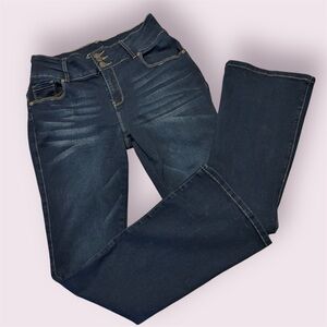 👖 Bamboo Dark Wash High Rise Flare Jeans – Size 13 – Triple Button Stretchy! GUC